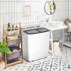 Portable Twin Tub Washing Machine With Spin Dryer, 14.5 lbs, Gray/Blue