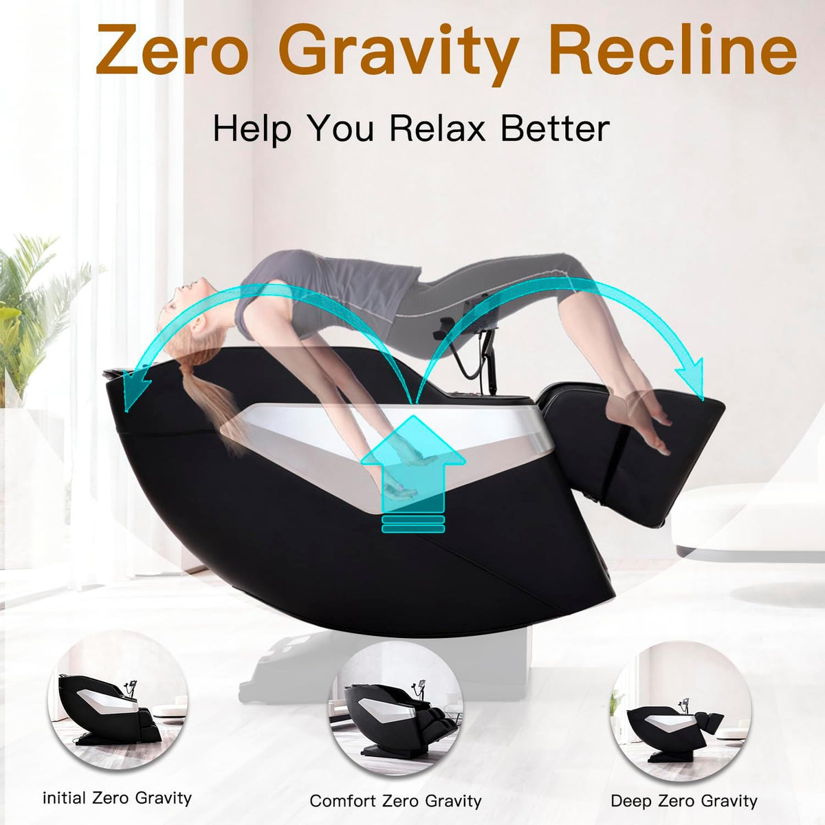 F&G Full Body Zero-Gravity SL Track Massage Chair With 5 Level Heating And Foot Rollers