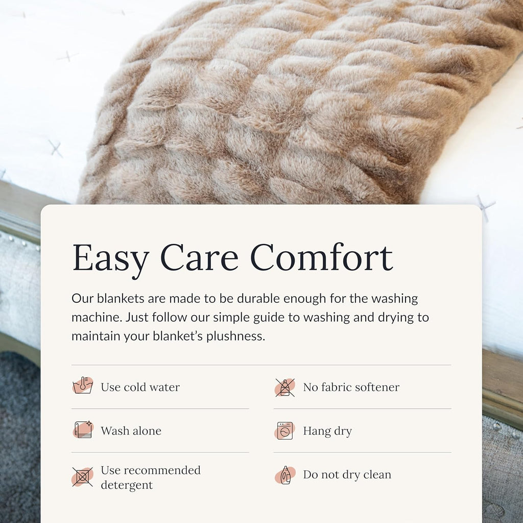 Minky Couture Hugs Extra Plush Stretchy Bubbled Throw Blanket - Travel, Milk Chocolate