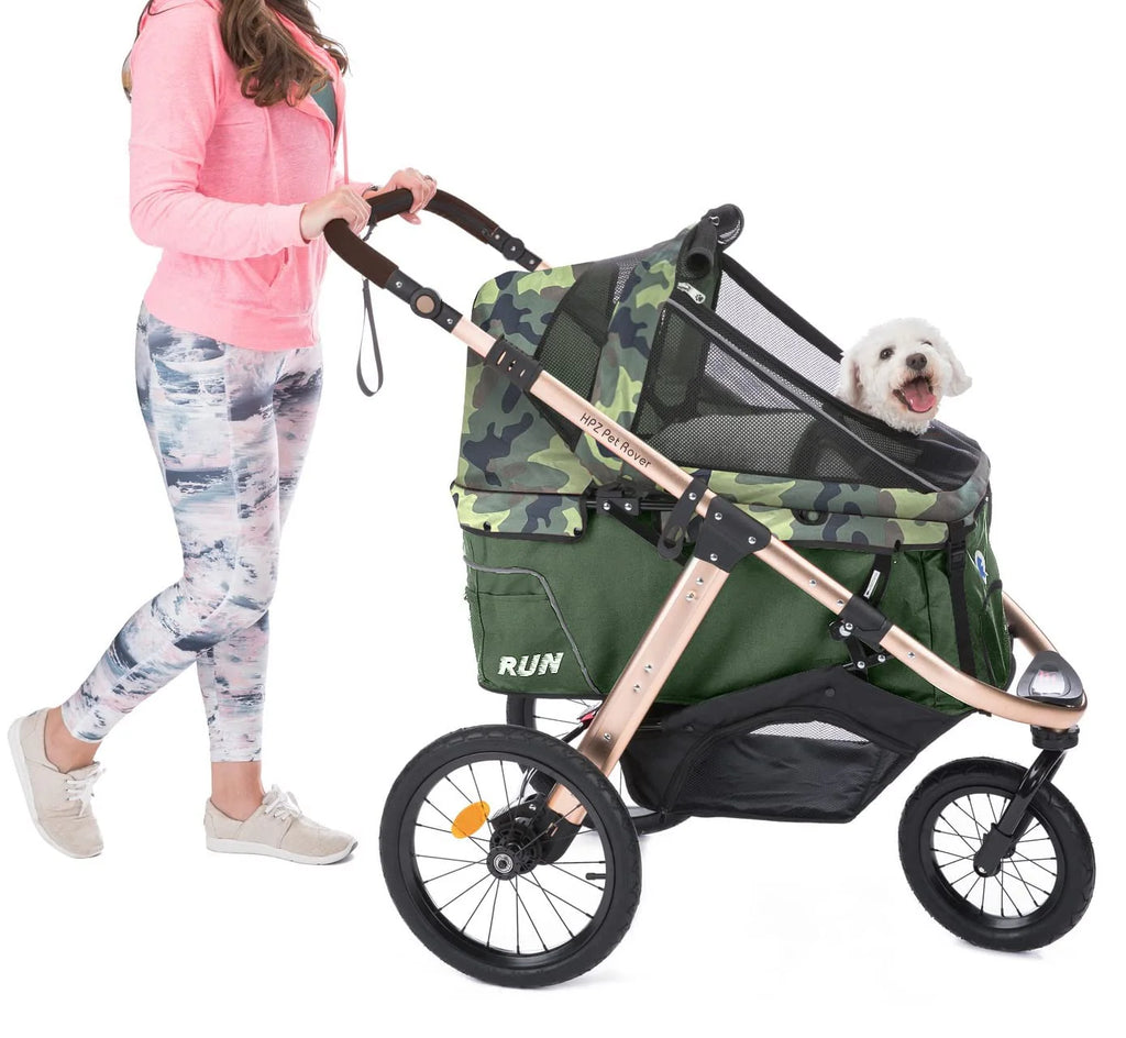 HPZ-PR America Pet Rover Run Jogging Pet Stroller, 50 lbs, Camo Green - B08R9KCWW1