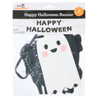 Happy Halloween Ghost Paper Banner Decoration, Black and White, 4.9', Halloween by Way To Celebrate