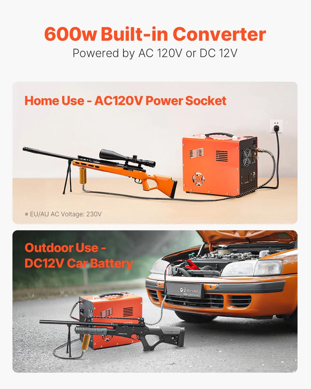 KFFKFF PCP Air Compressor 4500PSI/30Mpa 300W DC12V/AC120V