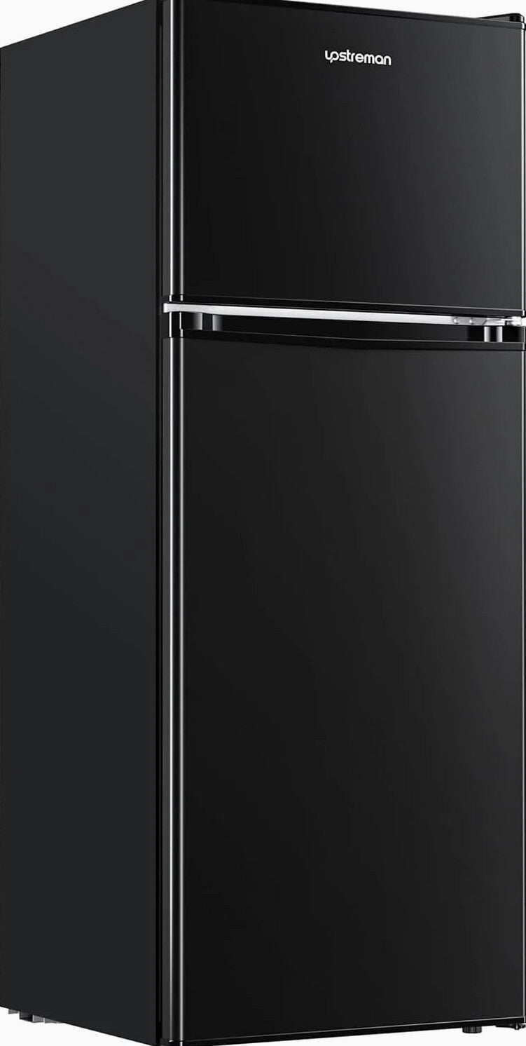 Upstreman 4.0 Cu.Ft Double Door Mini Fridge With Freezer, Black - BR401