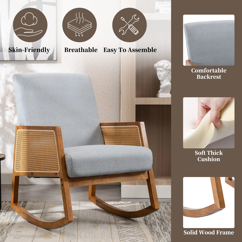 Upholstered Tall Back Gliding Rocking Armchair