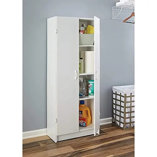 ClosetMaid Pantry Cabinet With 2 Doors, 4 Interior Shelves, 59.5 in H x 12.5 in D x 24 in W