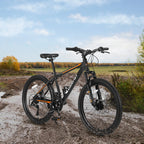 26 Inch Men's Mountain Bike With Shimano 21-Speed And Disc Brakes - Black Orange