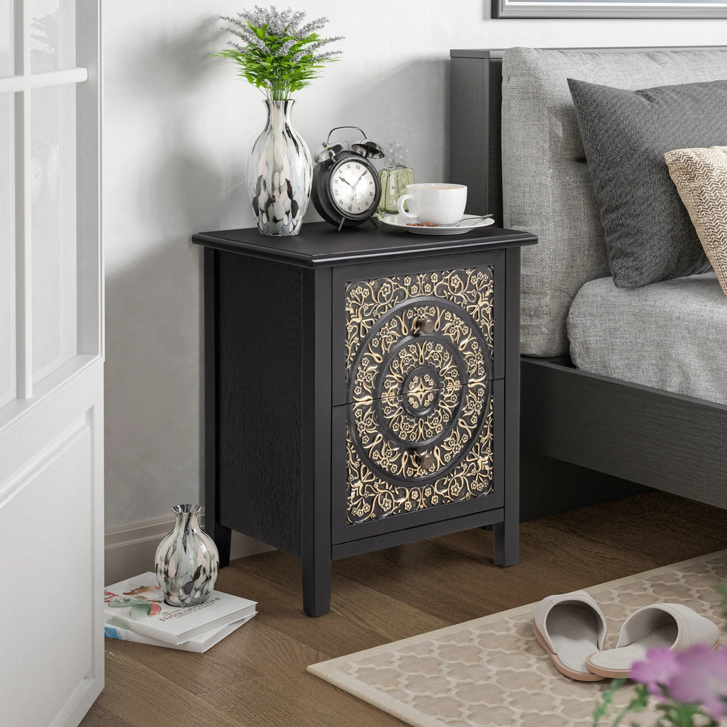 Farmhouse Fully Assembled Nightstand With 2 Drawers