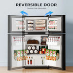 Antarctic Star Double Door Mini Refrigerator With Freezer, 3.2 Cu.Ft