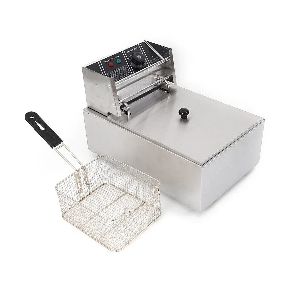 denest 5kW Large Single-Tank Electric Deep Fryer With Fry Basket - 6/12L
