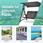 3-Person Aluminum Outdoor Patio Porch Swing Chair Bench Glider With Adjustable Canopy - Gray