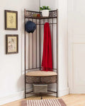 Copper Metal Corner Hall Tree Bench, 70.5 H x 26 W x 19 D in