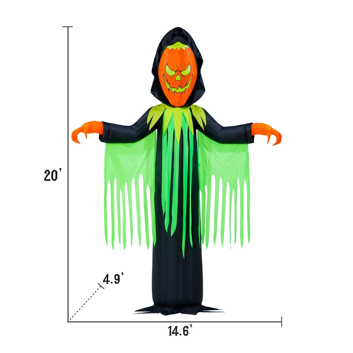 Inferno Pumpkin Reaper Airblown Yard Inflatable, Orange/Green/Black, 20', Halloween by Way To Celebrate
