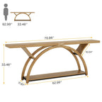 2-Tier Slim Console Sofa Table, Engineered Wood and Metal - 11.81 in D x 70.87 in W x 33.46 in H