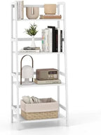 CDJXNLY 4 Tier Freestanding Open Ladder Bookshelf, White