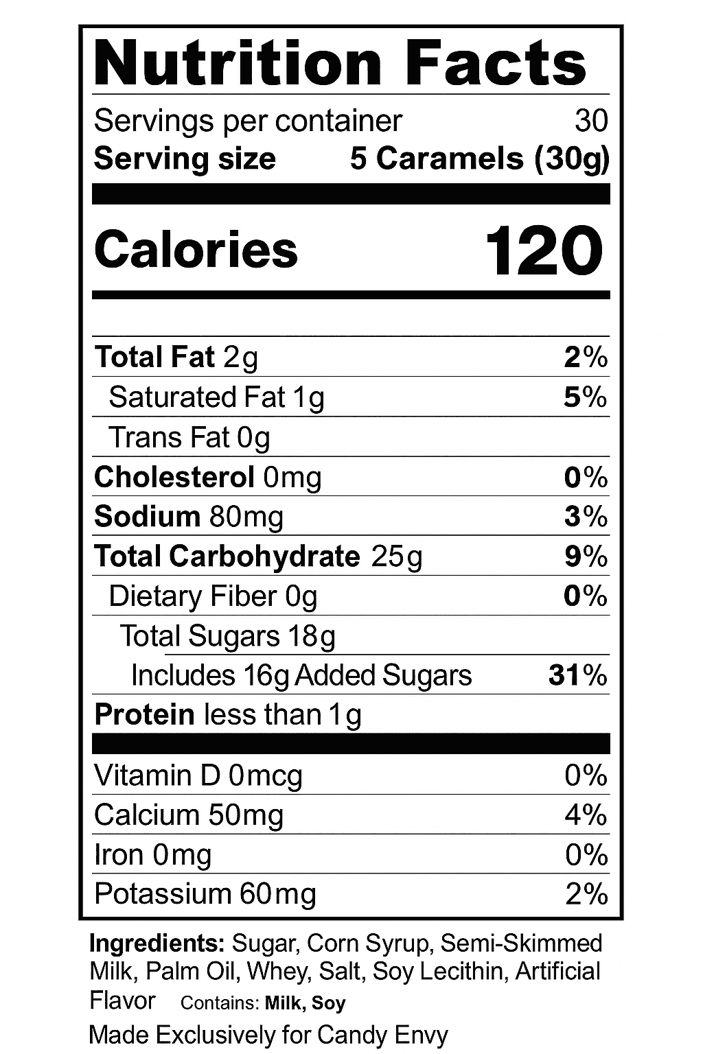 Candy Envy Green Individually Wrapped Caramels - 2 Pound Bag