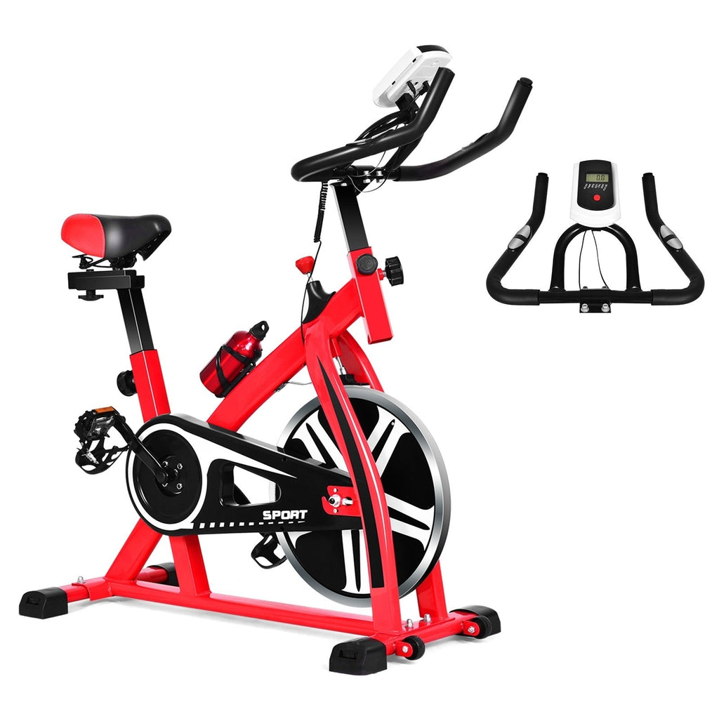 Indoor Cycling Bike With 22 lbs Flywheel, Black + Red - 40 in L x 19 in W x 43 in H