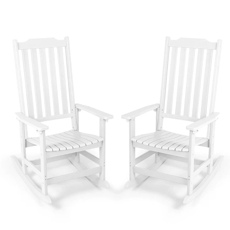 Vrakae Patio High-Back Rocking Chairs, 2-Piece, 21 x 34.6 x 46 Inches