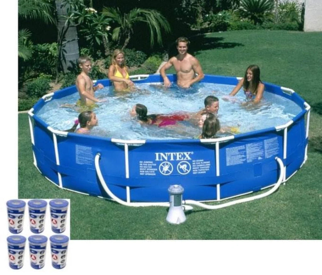 Intex Metal Frame Above Ground Swimming Pool With Filter And Cover, 12 Ft x 30 Inches - 28211EH