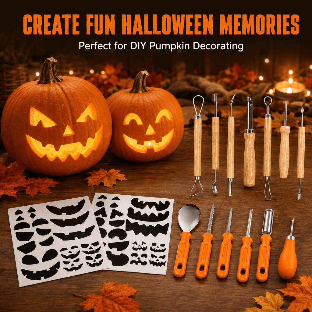 Halloween Pumpkin Carving Kit Pumpkin Carving Stickers Professional Detail Sculpting Tools Double-Side Sculpting Tool for Halloween Decoration