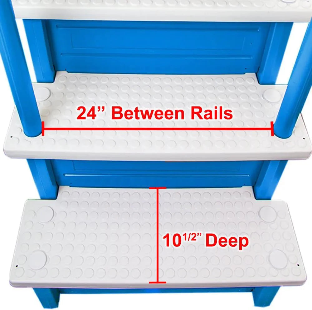 Aqua Select Anti-Slip In-Pool Steps, Gray, 28in W x 81in H, 300 lbs Capacity - For Above Ground Pools