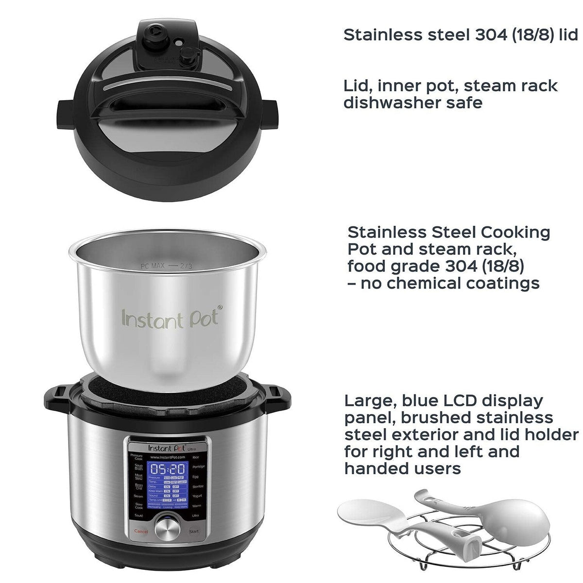 Instant Pot Ultra Mini 3 Quart Programmable Cooker, Stainless Steel, Silver - 16 In 1