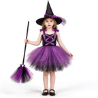 MEZZALL Child Outfit Sets Girls Witch 4 Light Up Star Witch Dress With Hat Wand Kids Halloween Party Outfit For Party Clothes Sets