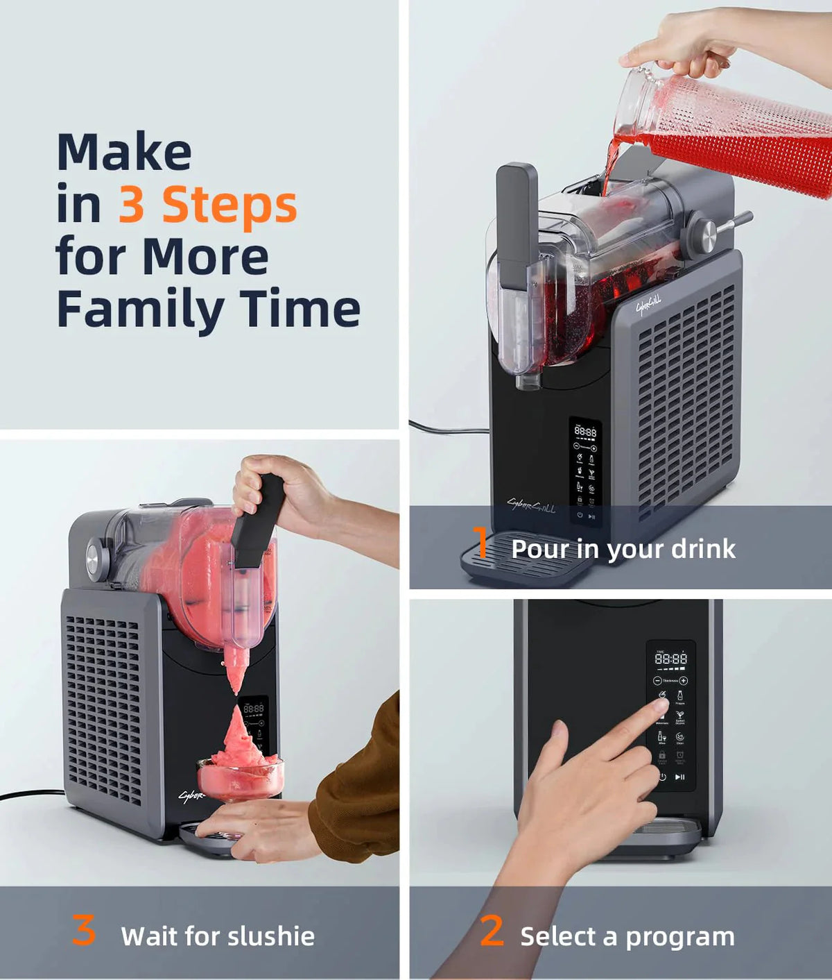 BKPPM Frozen Drink Maker, 70 oz, Gray - 6 Preset Programs