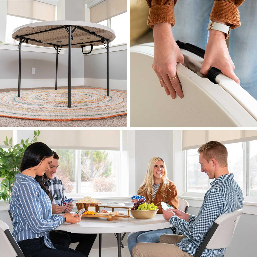 Lifetime 48 inch Round Fold-In-Half Table, White Granite - 280064
