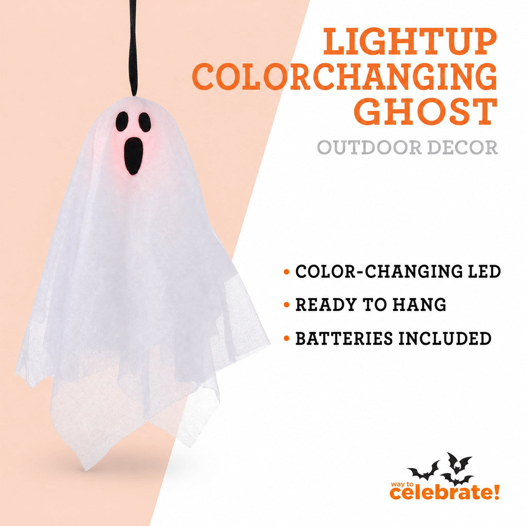 Light-Up Color-Changing Ghost Decoration, White, 14", Halloween by Way To Celebrate