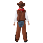 Joyfy Halloween Cowboy Costume for Boys, Kids Cowboy Costume Set, Brown Western Style Cowboy Outfit with Cowboy Hat for Toddler Dress-up Party Cosplay