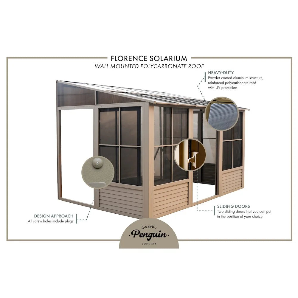 Gazebo Penguin Wall-Mounted Gazebo, 10 x 12, Aluminum Frame With UV Protection - Florence