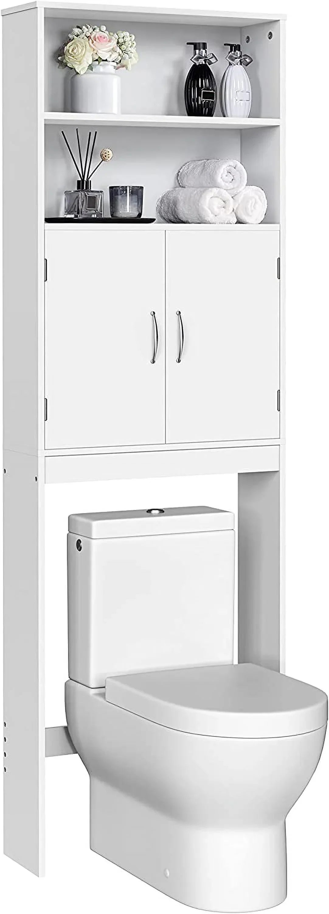 Over-the-Toilet Storage Cabinet With Adjustable Shelves And Double Doors, 77 in H, Espresso