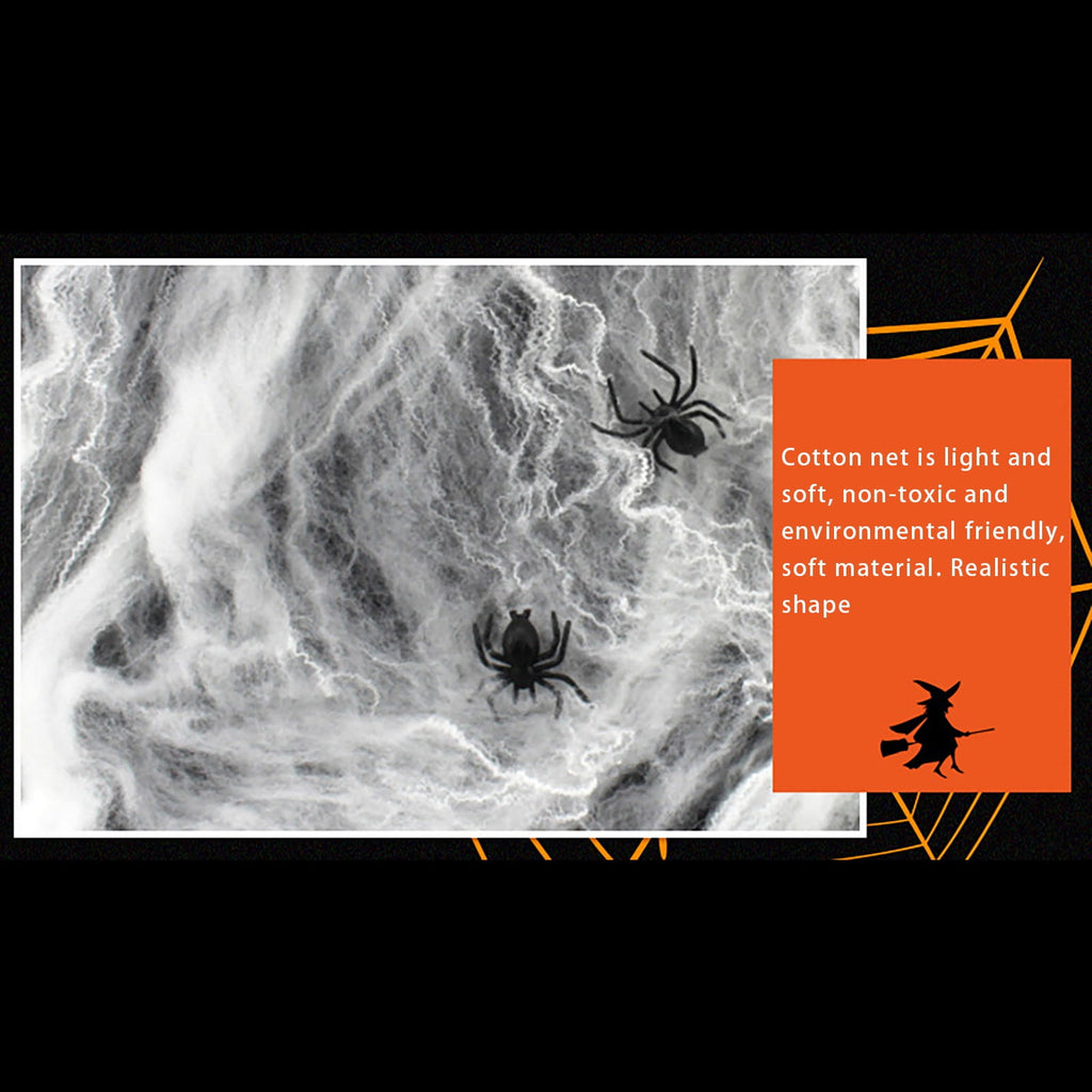 Darzheoy Spider Webs Halloween Decorations, Super Stretch Cobwebs for Halloween Indoor and Outdoor Party Supplies Halloween Decoration Venue Layout