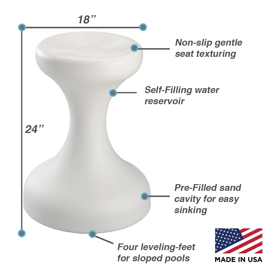 Dunn-Rite Products Submersible Swim-Up Pool Stool, White, 24 Inch, 1 Stool