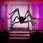Joyfy 5 ft Scary Giant Spider Halloween Decorations Outdoor, Poseable Spider Lifelike Hairy Prop for Yard, Haunted House, Tree or Porch Party Decorations