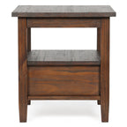 Solid Wood Rectangle End Table With Drawer And Shelf, 18.1in D x 20in W x 19.5in H - Norfolk
