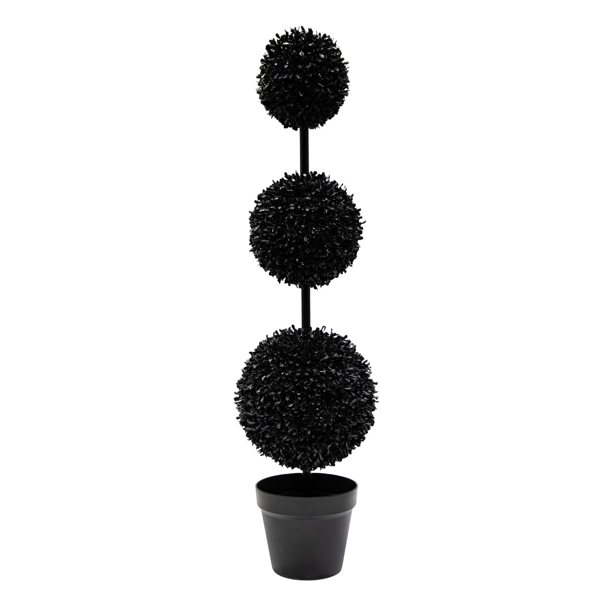 My Texas House Halloween 3-Ball Artificial Black Topiary, 3'