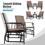 2-Person Double Swing Glider Chair With Glass Table, Steel And Fabric - 77in x 34in x 36in