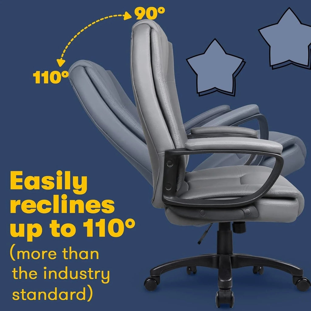 High-Back Ergonomic Leather Executive Office Chair, 400 lb Capacity