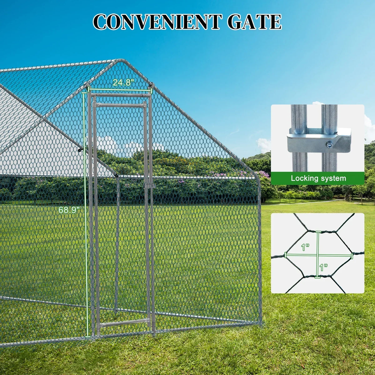 10 x 10 ft Metal Chicken Coop Walk-In Poultry Cage With Waterproof Cover