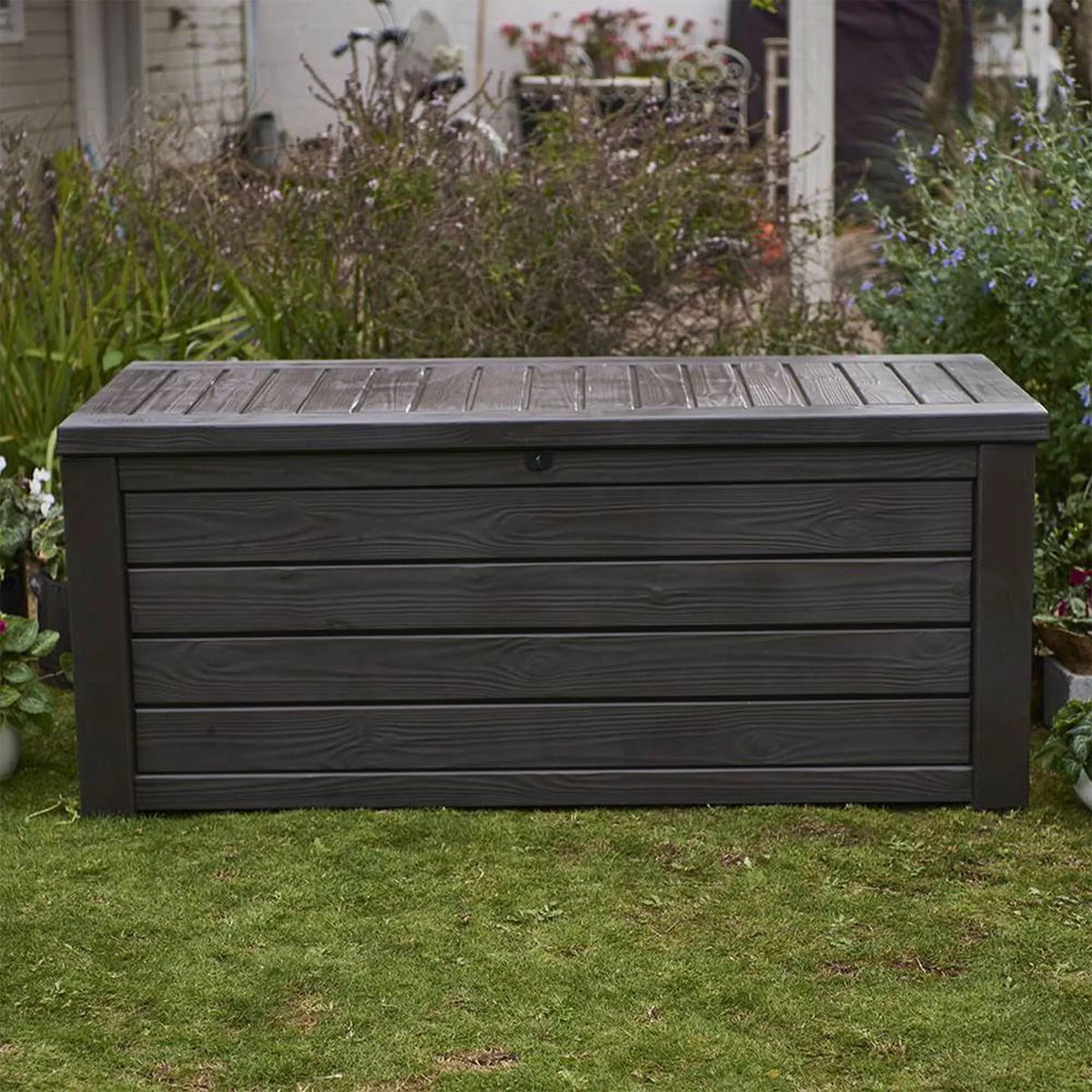 Keter Westwood 150 Gallon Resin Outdoor Storage Deck Box, Brown, 61 x 28.3 x 25.2 in