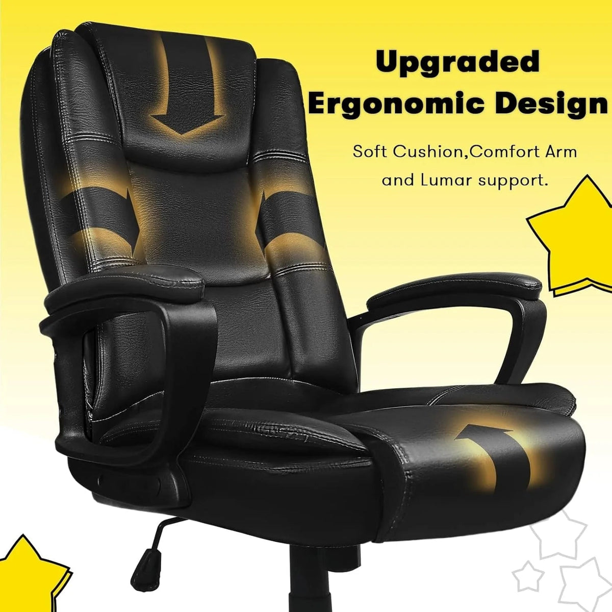High-Back Ergonomic Leather Executive Office Chair, 400 lb Capacity