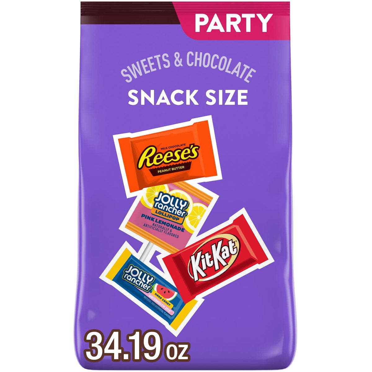 Jolly Rancher, Kit Kat and Reese's Assorted Flavored Snack Size, Halloween Candy Party Pack, 34.19 oz