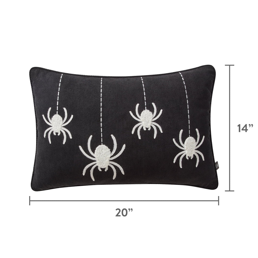 My Texas House Halloween Hanging Spiders Oblong Decorative Pillow, Black and Ivory, 14" x 20"