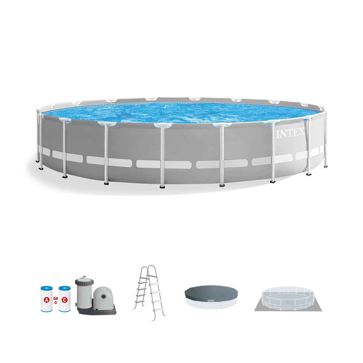 Intex Prism Frame Above Ground Swimming Pool 14ft x 42in With Pump - 26719EH