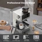 AIRMSEN Espresso Machine With Grinder, 20-Bar, 1350W, 63oz, Brushed Stainless Steel