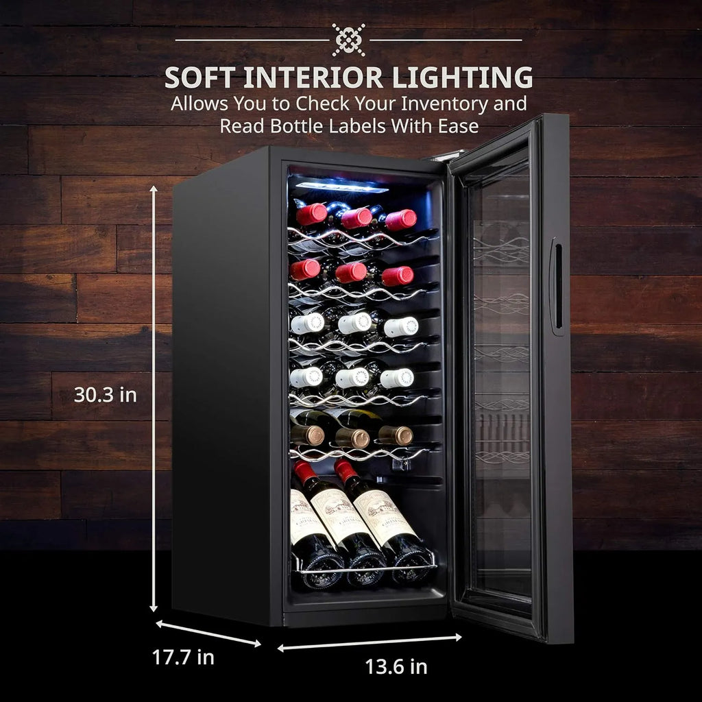 18 Bottle Compressor Wine Cooler Refrigerator With Lock, 41F-64F Digital Temperature Control