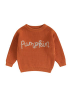 Loicainy Toddler Baby Boy Girl Halloween Knit Sweater 3 6 9 12 18 24 Months 2T 3T Long Sleeve Crewneck Letter Embroidery Pullover Autumn Winter Knitwear
