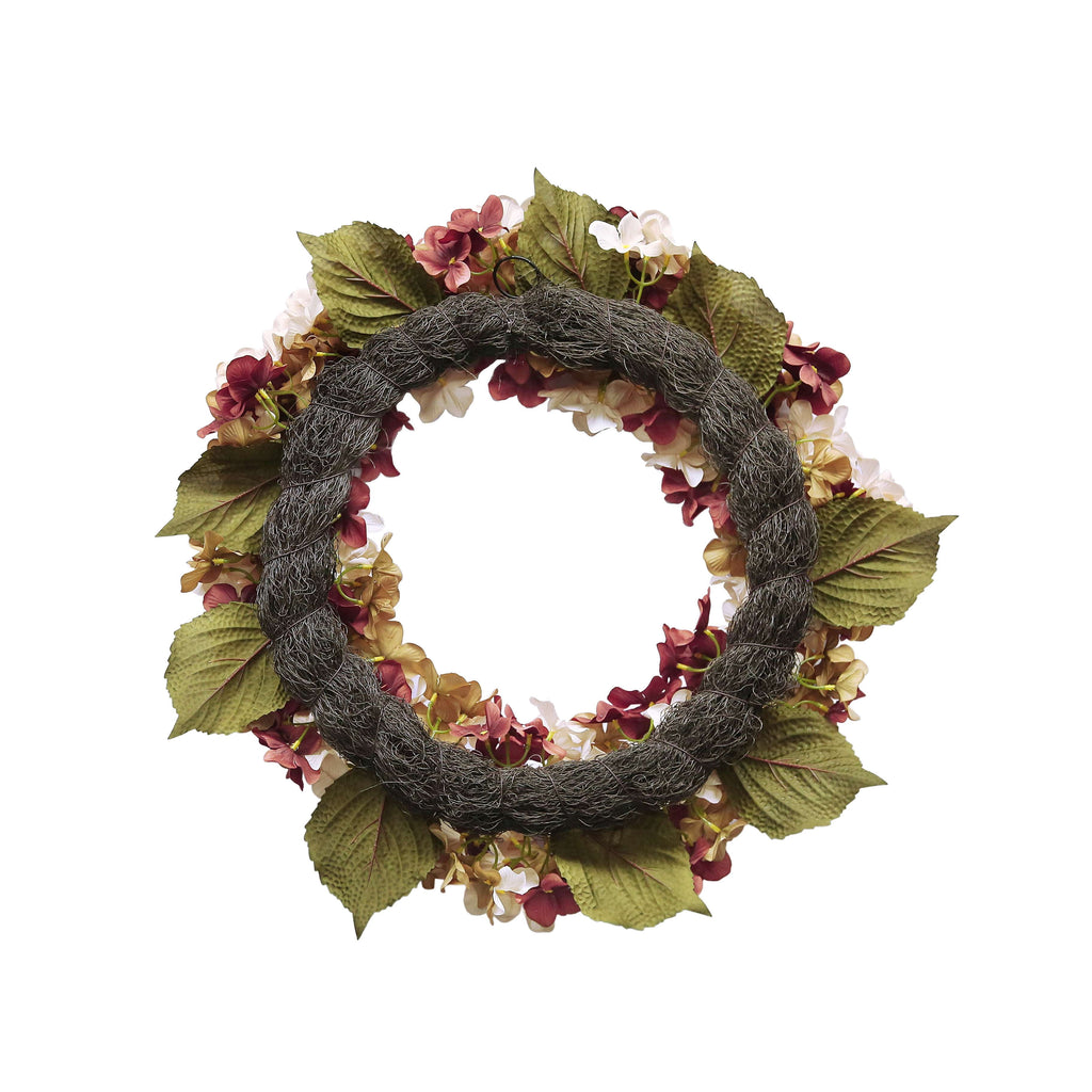 My Texas House Fall Hydrangea Wreath, Cream and Brown, 24"