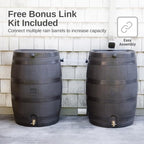 50 Gallon Rain Barrel With Brass Spigot And Flat-Back Design